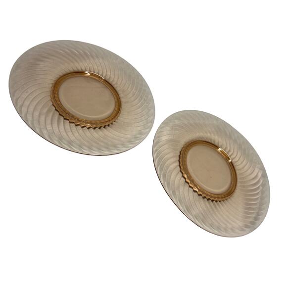 Imperial Glass Pink Depression Glass Optic Swirl Luncheon Plates Set Of 2 - Picture 1 of 4